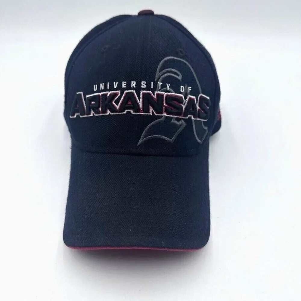 Adidas Hat University of Arkansas Strap‎ Back Script A Baseball Cap Black Red
